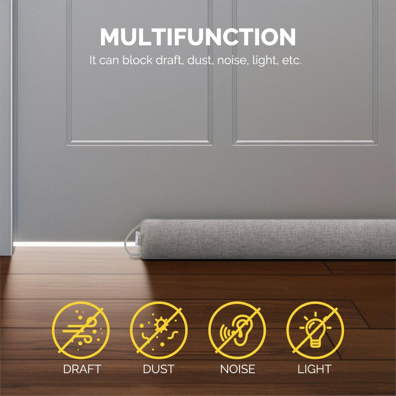 fowong Door Draft Stopper for Bottom of Door 36 Inch Weighted Noise Blocker Soundproofing Draft Guard, Window Breeze Blocker Easy Install, Grey - Image 3